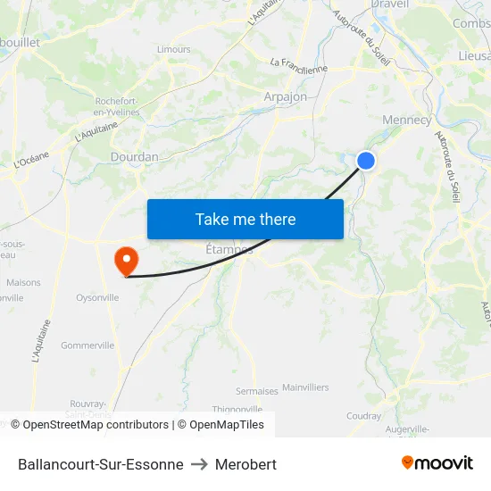 Ballancourt-Sur-Essonne to Merobert map