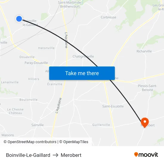 Boinville-Le-Gaillard to Merobert map