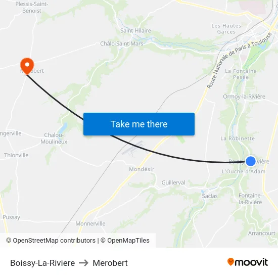 Boissy-La-Riviere to Merobert map