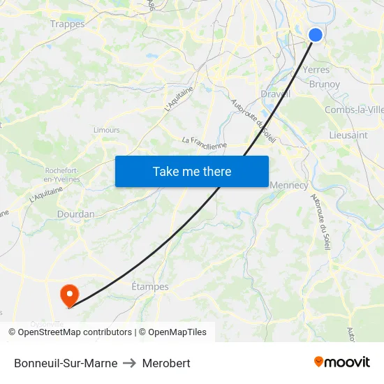 Bonneuil-Sur-Marne to Merobert map