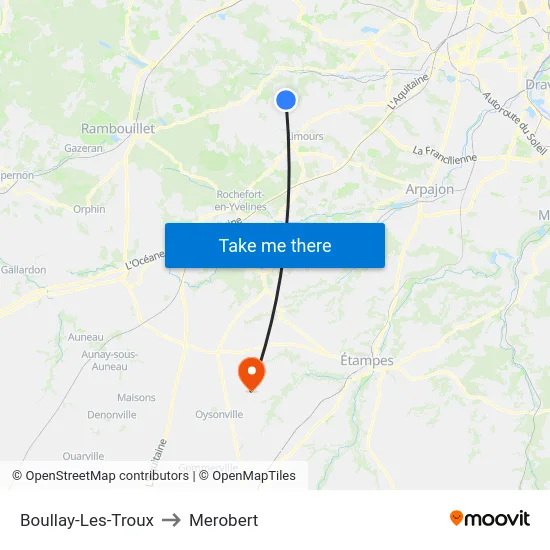 Boullay-Les-Troux to Merobert map