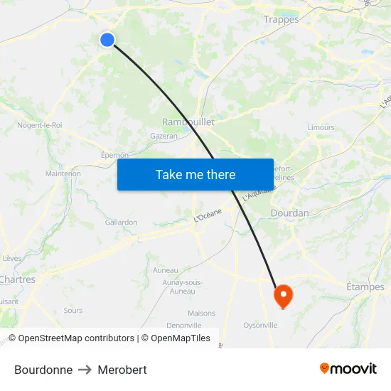 Bourdonne to Merobert map