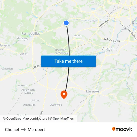 Choisel to Merobert map