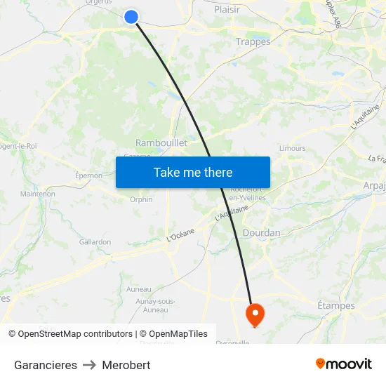 Garancieres to Merobert map