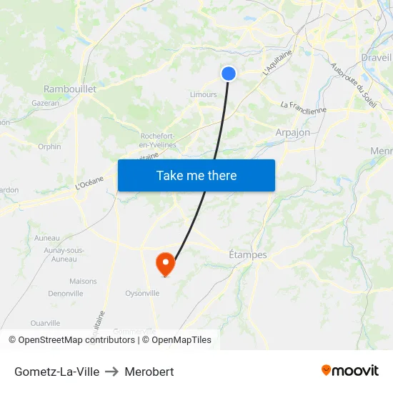 Gometz-La-Ville to Merobert map