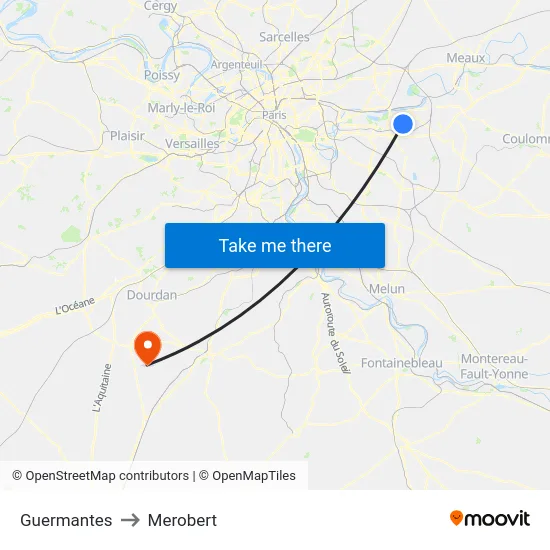 Guermantes to Merobert map