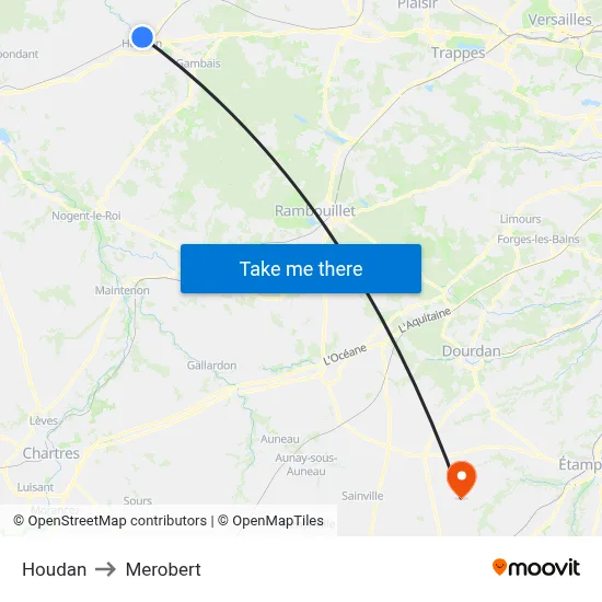 Houdan to Merobert map