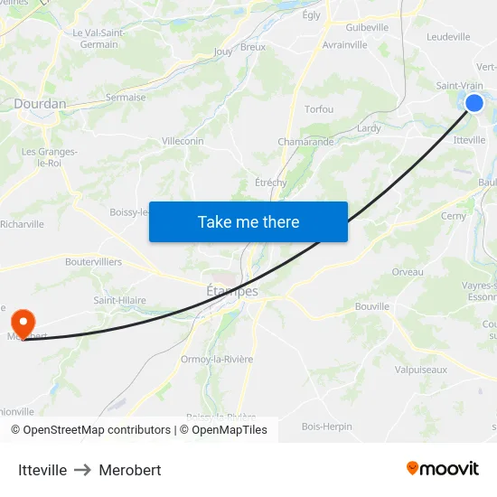 Itteville to Merobert map
