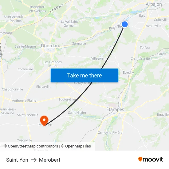 Saint-Yon to Merobert map