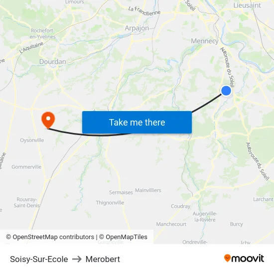 Soisy-Sur-Ecole to Merobert map