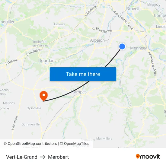 Vert-Le-Grand to Merobert map