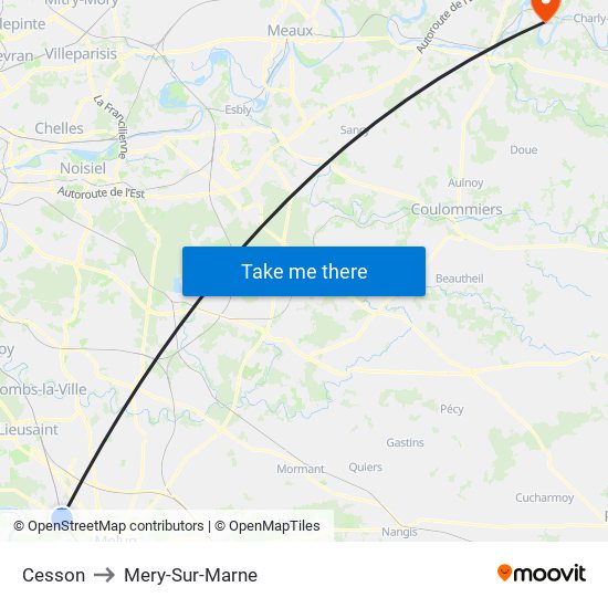 Cesson to Mery-Sur-Marne map