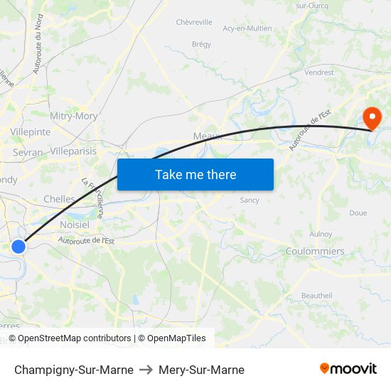 Champigny-Sur-Marne to Mery-Sur-Marne map