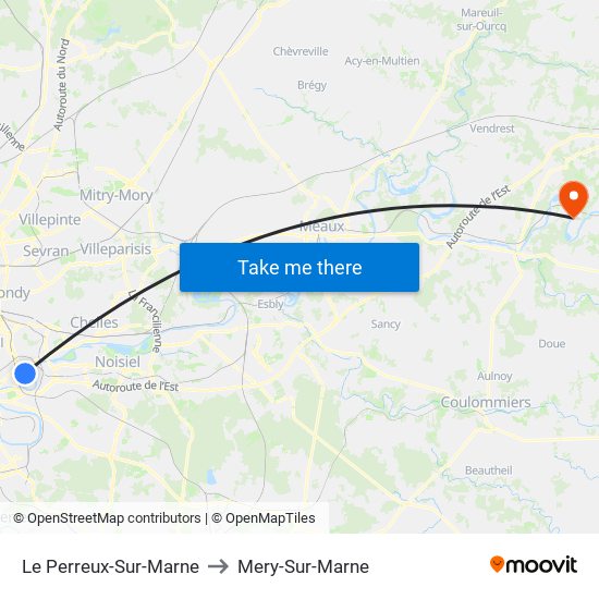 Le Perreux-Sur-Marne to Mery-Sur-Marne map