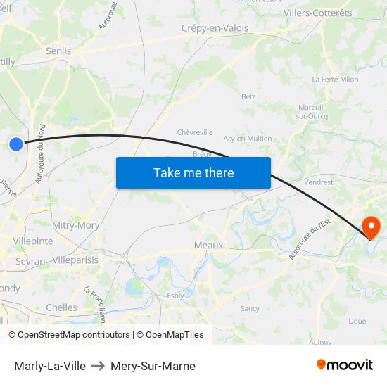 Marly-La-Ville to Mery-Sur-Marne map