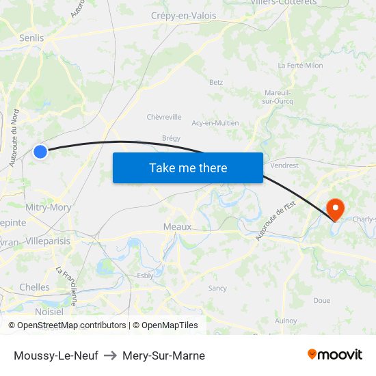 Moussy-Le-Neuf to Mery-Sur-Marne map