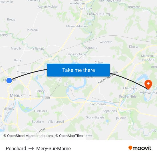 Penchard to Mery-Sur-Marne map