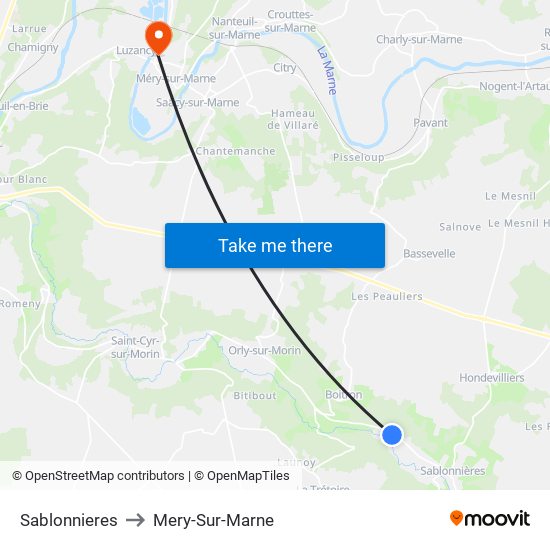 Sablonnieres to Mery-Sur-Marne map