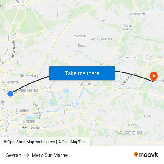 Sevran to Mery-Sur-Marne map