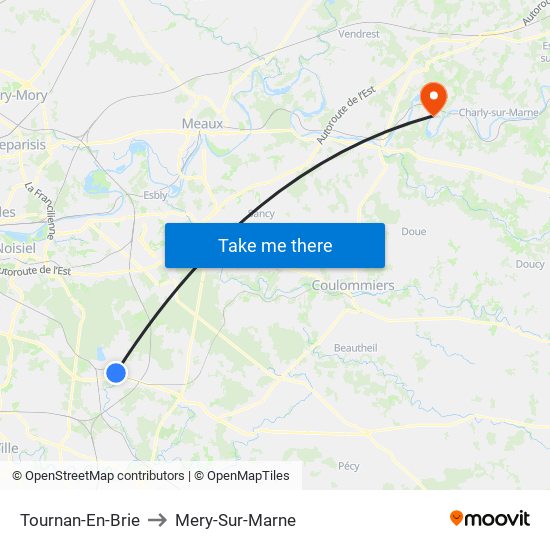 Tournan-En-Brie to Mery-Sur-Marne map