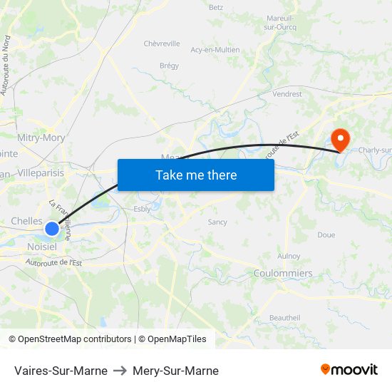 Vaires-Sur-Marne to Mery-Sur-Marne map