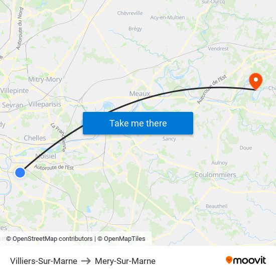 Villiers-Sur-Marne to Mery-Sur-Marne map