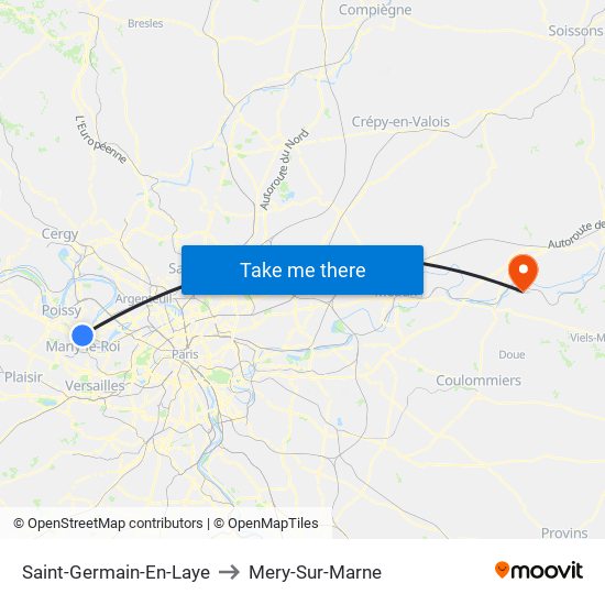 Saint-Germain-En-Laye to Mery-Sur-Marne map