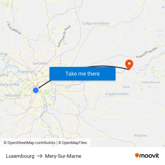 Luxembourg to Mery-Sur-Marne map