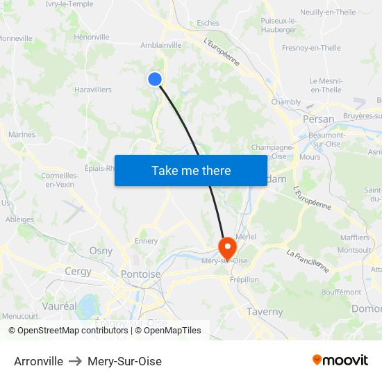 Arronville to Mery-Sur-Oise map