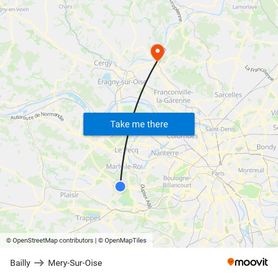 Bailly to Mery-Sur-Oise map