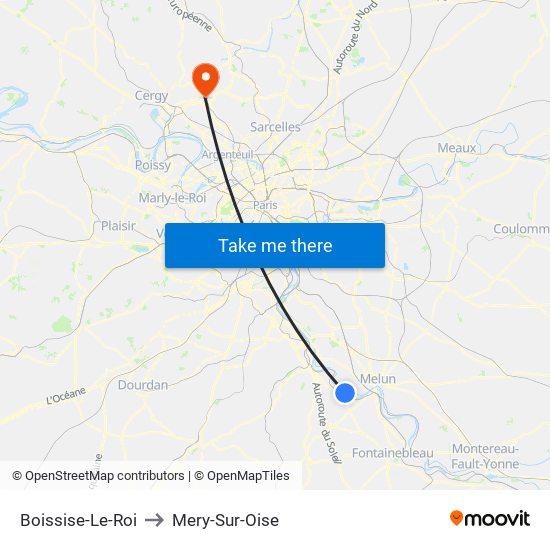Boissise-Le-Roi to Mery-Sur-Oise map