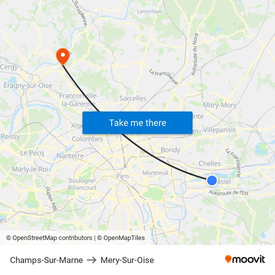 Champs-Sur-Marne to Mery-Sur-Oise map