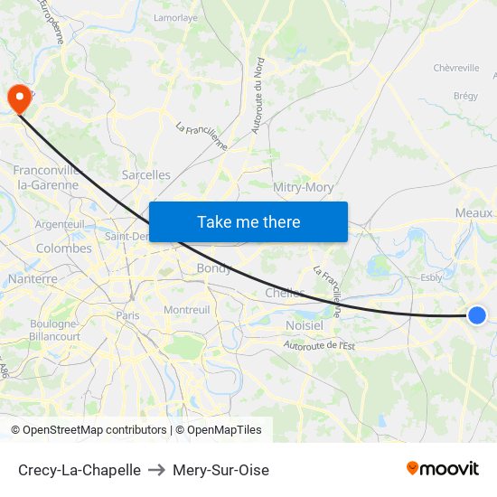 Crecy-La-Chapelle to Mery-Sur-Oise map
