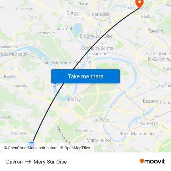 Davron to Mery-Sur-Oise map