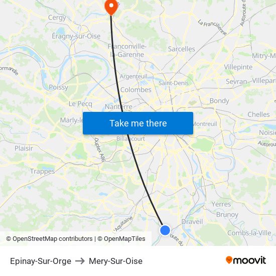 Epinay-Sur-Orge to Mery-Sur-Oise map