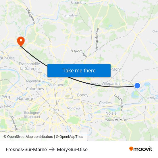 Fresnes-Sur-Marne to Mery-Sur-Oise map