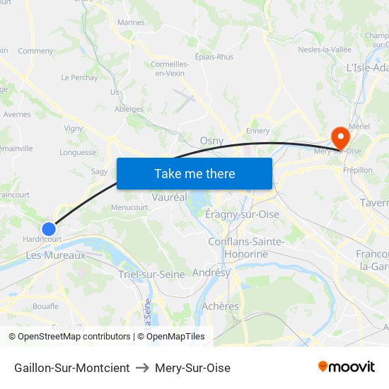 Gaillon-Sur-Montcient to Mery-Sur-Oise map
