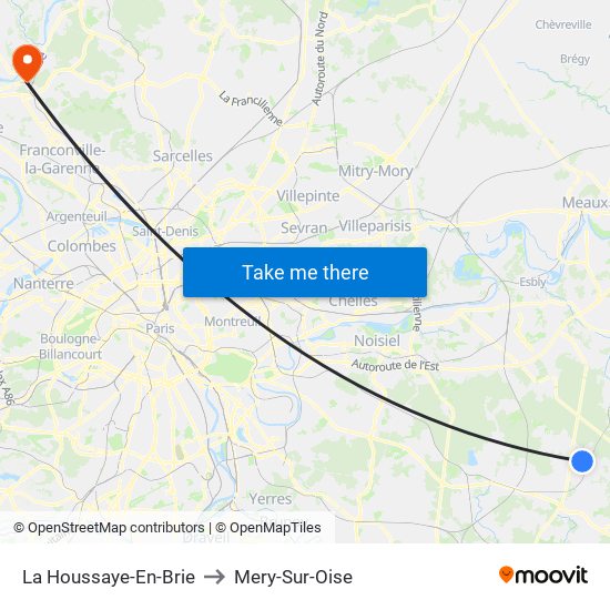 La Houssaye-En-Brie to Mery-Sur-Oise map