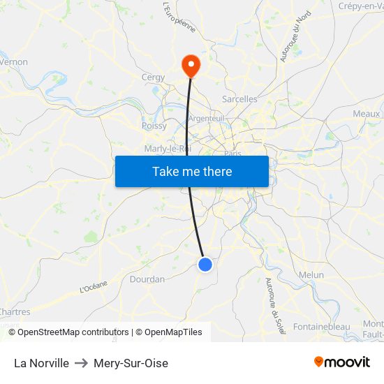 La Norville to Mery-Sur-Oise map