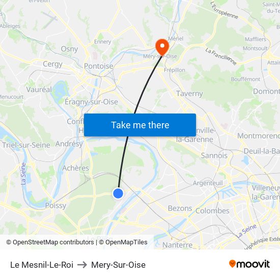 Le Mesnil-Le-Roi to Mery-Sur-Oise map