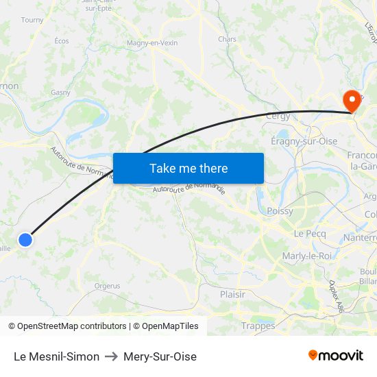 Le Mesnil-Simon to Mery-Sur-Oise map