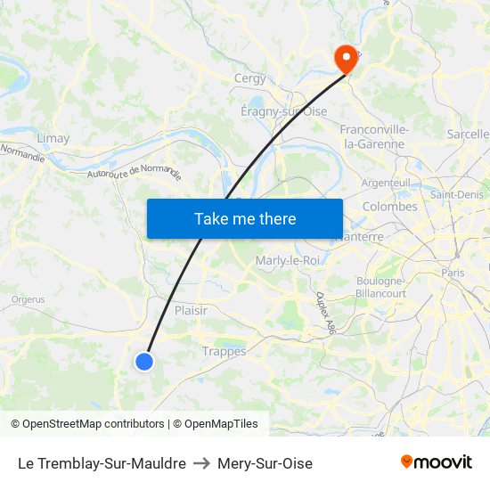 Le Tremblay-Sur-Mauldre to Mery-Sur-Oise map