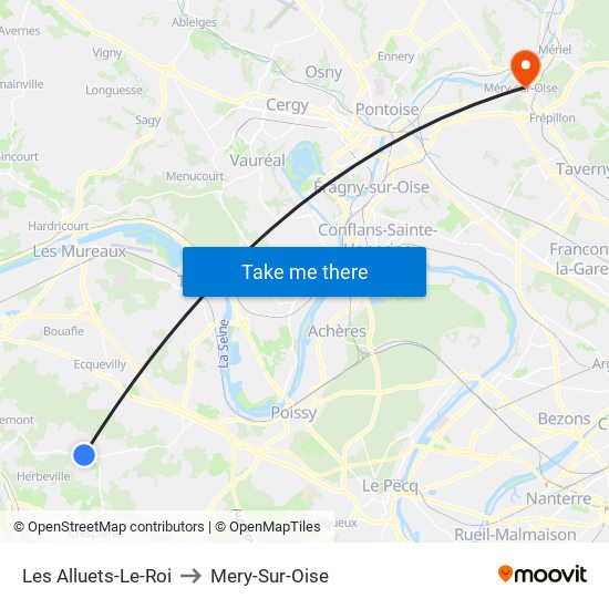 Les Alluets-Le-Roi to Mery-Sur-Oise map