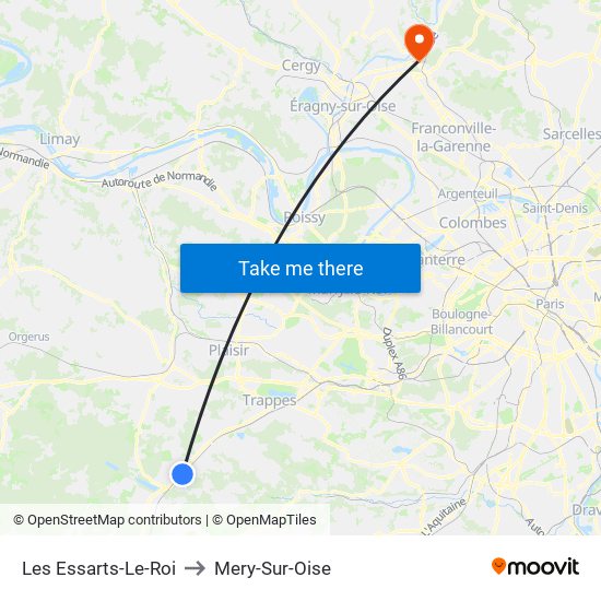 Les Essarts-Le-Roi to Mery-Sur-Oise map