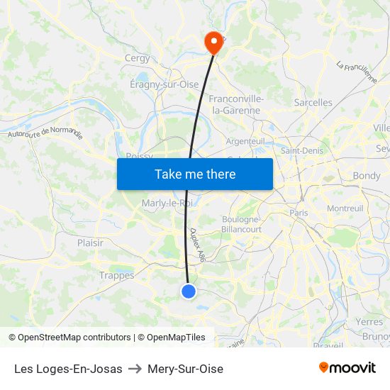 Les Loges-En-Josas to Mery-Sur-Oise map