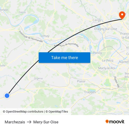 Marchezais to Mery-Sur-Oise map