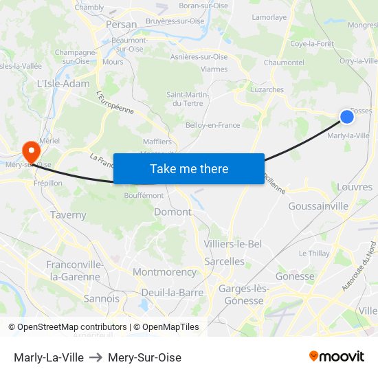 Marly-La-Ville to Mery-Sur-Oise map