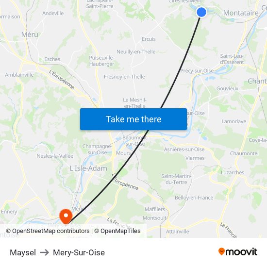 Maysel to Mery-Sur-Oise map