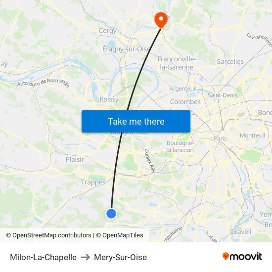 Milon-La-Chapelle to Mery-Sur-Oise map