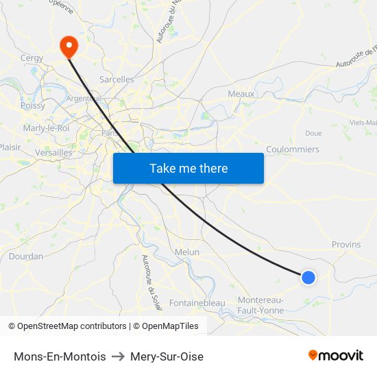 Mons-En-Montois to Mery-Sur-Oise map